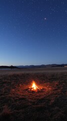 Bonfire under the starry sky