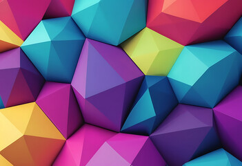 Colorful Polyhedron Geometric Shapes Background polygonal