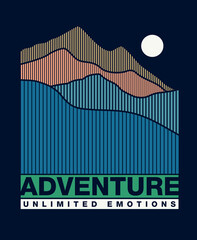 Illustration of a mountain range in a graphic style.