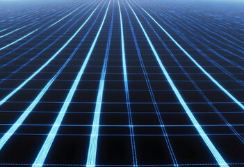 Blue grid pattern with neon lines futuristic background digital pattern glowing lines