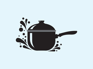 Cooking saucepan silhouette with strong solid black shape
