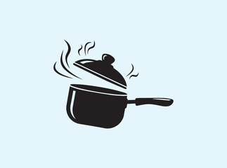 Minimal saucepan with lid silhouette in bold geometric form
