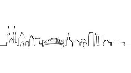 Sydney skyline outline featuring the harbour bridge and opera house landmarks