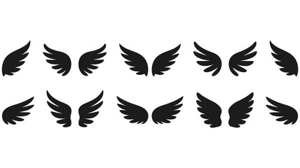 Obraz premium A collection of black wing designs arranged in a grid pattern