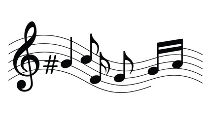 Musical notes and treble clef on a wavy staff represent melody © MSTMORSHEDA
