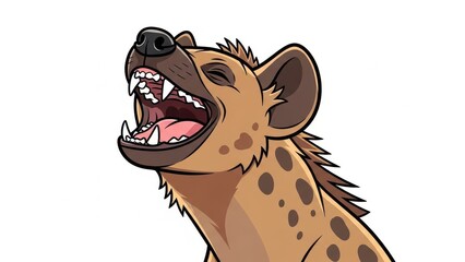 Laughing hyena cartoon illustration with open mouth.