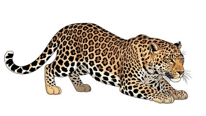 Illustration of a leopard ready to pounce.