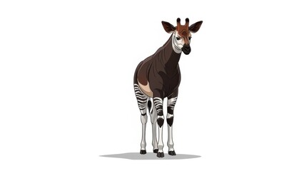 Illustration of an okapi standing gracefully.