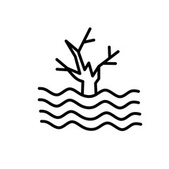 Dead Tree with Receding Water Line Icon Element