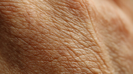 Macro View of Human Skin Texture with Fine Wrinkles