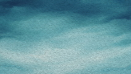 Cloudy sky painting in blue turquoise and white tones. Sky filled with clouds, painting done in watercolor, abstract light blue textured watercolor background for web banner template page design