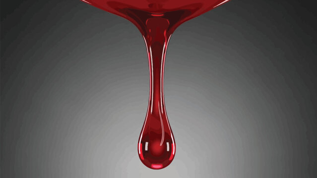 Red blood dripping effect on white background