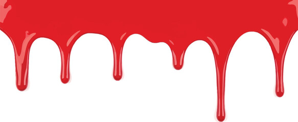 Red blood dripping effect on white background