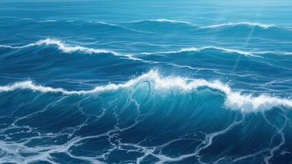 Vibrant ocean waves under bright sunlight