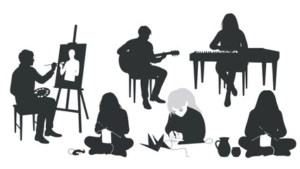 Group of people engaged in various artistic activities © Shovon