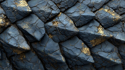 Overlapping Dark Blue Scales with Gold Accents texture