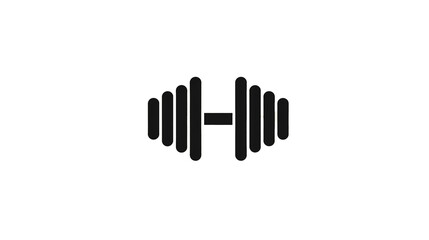 Obraz premium Minimalist black dumbbell icon on a clean transparent background, representing weightlifting, fitness, and strength training, vector-style 