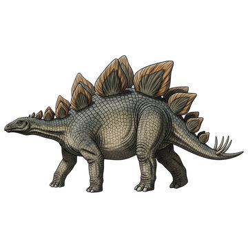 Stegosaurus Dinosaur 3D Illustration Isolated on White Background"