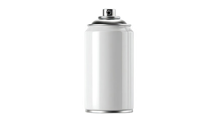 A blank silver aluminum aerosol spray can container and metallic paint canister isolated on a white background for graffiti or hairspray
