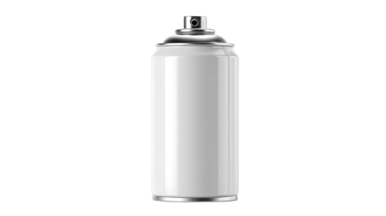 A blank silver aluminum aerosol spray can container and metallic paint canister isolated on a white background for graffiti or hairspray