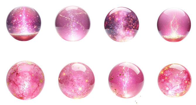 Pink magical energy balls transparent background
