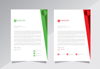 Modern creative clean business letterhead design template with green and red colour, corporate letterhead vector, a4 size letterhead template. vector temaplate with geometric shape.
