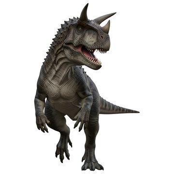 Carnotaurus Dinosaur Running 3D Illustration Isolated on White Background"