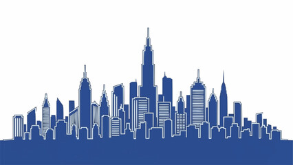 Obraz premium Modern City Skyline Silhouette Blue Buildings.