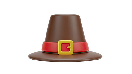3D Rendered Pilgrim Hat with Red Band and Gold Buckle