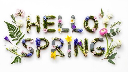 Welcome spring with fresh flowers illustration