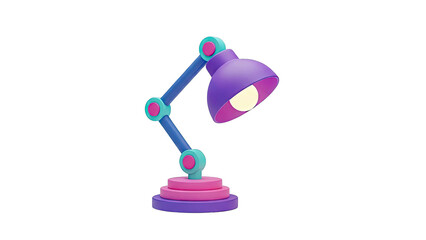 3D Rendered Desk Lamp with Purple and Teal Accents
