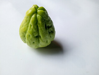 fresh chayote secium edule isolated white background. 