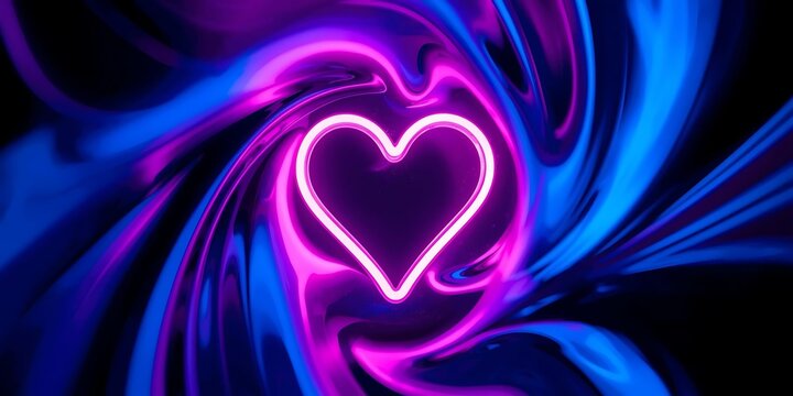 Neon heart in swirling colors - Powered by Adobe