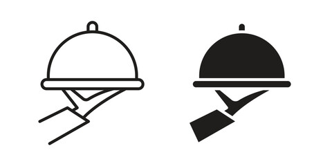 Hand holding tray icons symbol template for graphic and web design