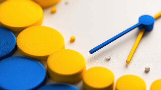 Stylish clock featuring a blue and yellow face demonstrating a harmonious blend of color and function in design