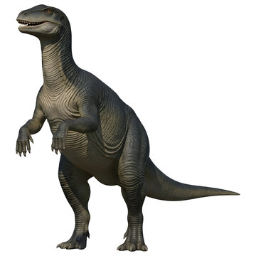Plateosaurus Dinosaur Standing 3D Illustration Isolated on White Background"
