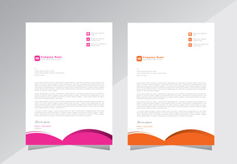 letterhead design for project,  letter head templates. modern and simple letterhead design, a4 letterhead template with pink and orange color - vector eps 10.