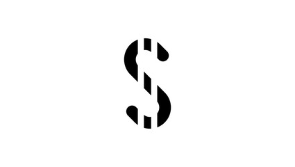 geometric dollar symbol, black isolated silhouette