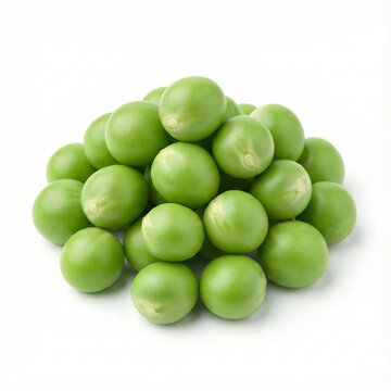 neat pile of bright green peas with their stems (umbilicus) clearly visible