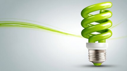 Spiraling green swirl embracing a bright light bulb in a dynamic biohack energy conceptual design for cyclic planning
