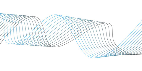 Abstract Blue Ribbon Wave Background on White