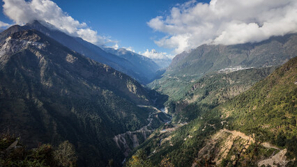 Naklejka premium The mountain panorama in Nepal