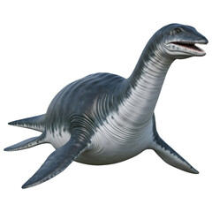 Plesiosaur Marine Reptile Swimming 3D Illustration Isolated on White Background"