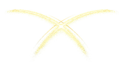 Glowing golden spark X shape exploding dynamically in deep black space for futuristic digital backgrounds