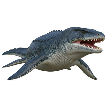 Pliosaurus Marine Reptile 3D Illustration Isolated on White Background"