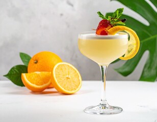 Fototapeta premium Non alcoholic mocktail with elegant glass