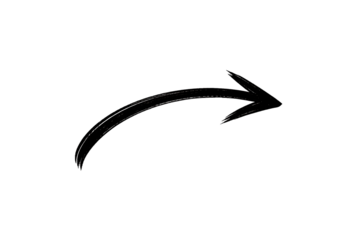 Curved Hand Drawn Arrow Pointing Right Isolated on Black Background