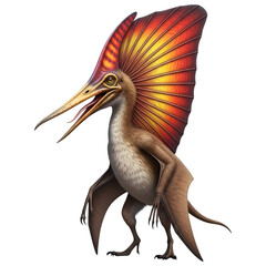 Tapejara Pterosaur with Colorful Crest 3D Illustration Isolated on White Background"