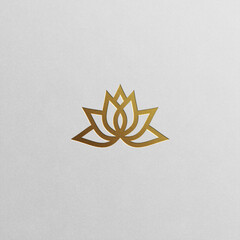 Golden lotus flower icon isolated on white background. Luxury symbol for eco, beauty, wellness, spa, yoga, massage, medical companies.
