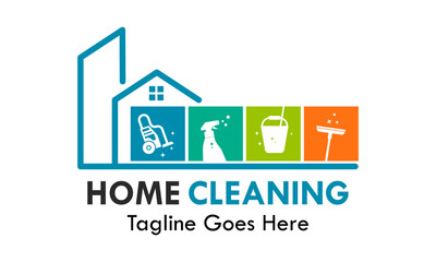Professional home service and cleaning logo templates. Featuring maintenance tools and house silhouettes for plumbing, painting, and janitorial businesses.